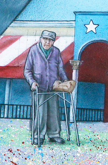 Elderly man in Mural on Venice Beach Photo by Jeffrey M Levine MD, geriatrician